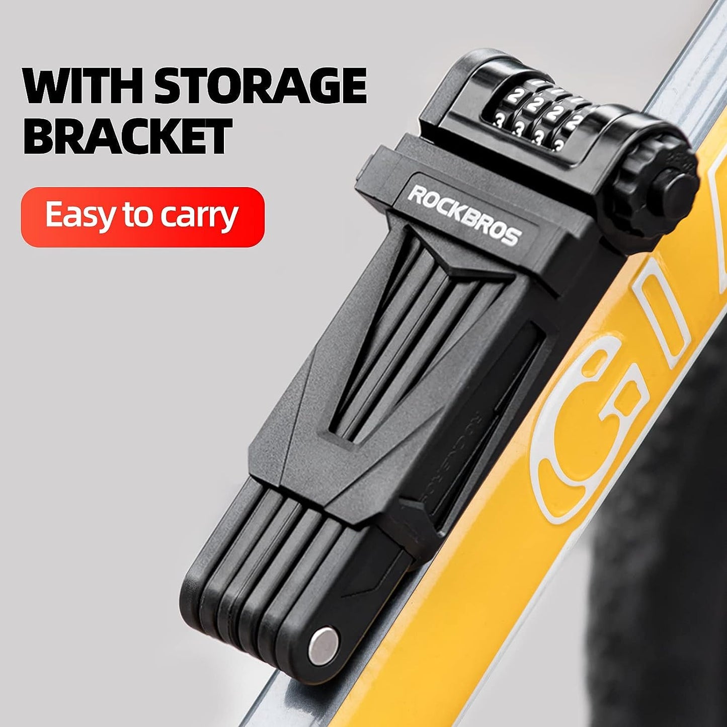 ROCKBROS Folding Bike Lock Heavy Duty Anti Theft with Mounting Bracket