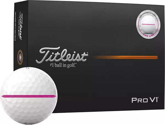 Titleist 2025 Pro V1 Performance Alignment Pink Line Golf Balls