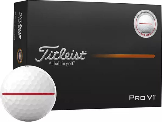 Titleist 2025 Pro V1 Perfomance Alignment Red Line Golf Balls