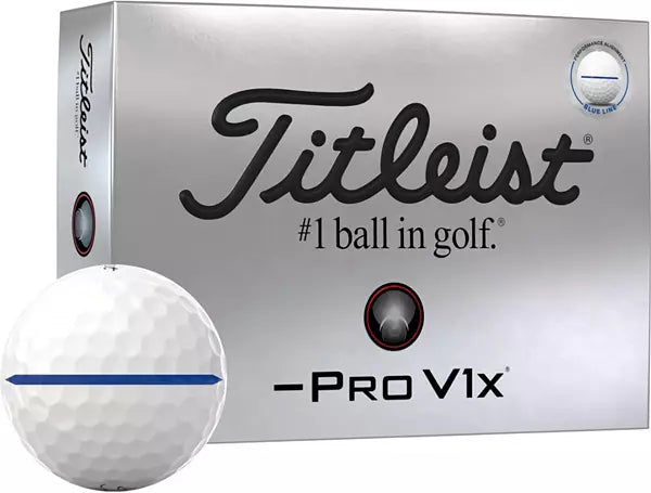 Titleist 2025 Pro V1x Left Dash Blue Performance Alignment Golf Balls