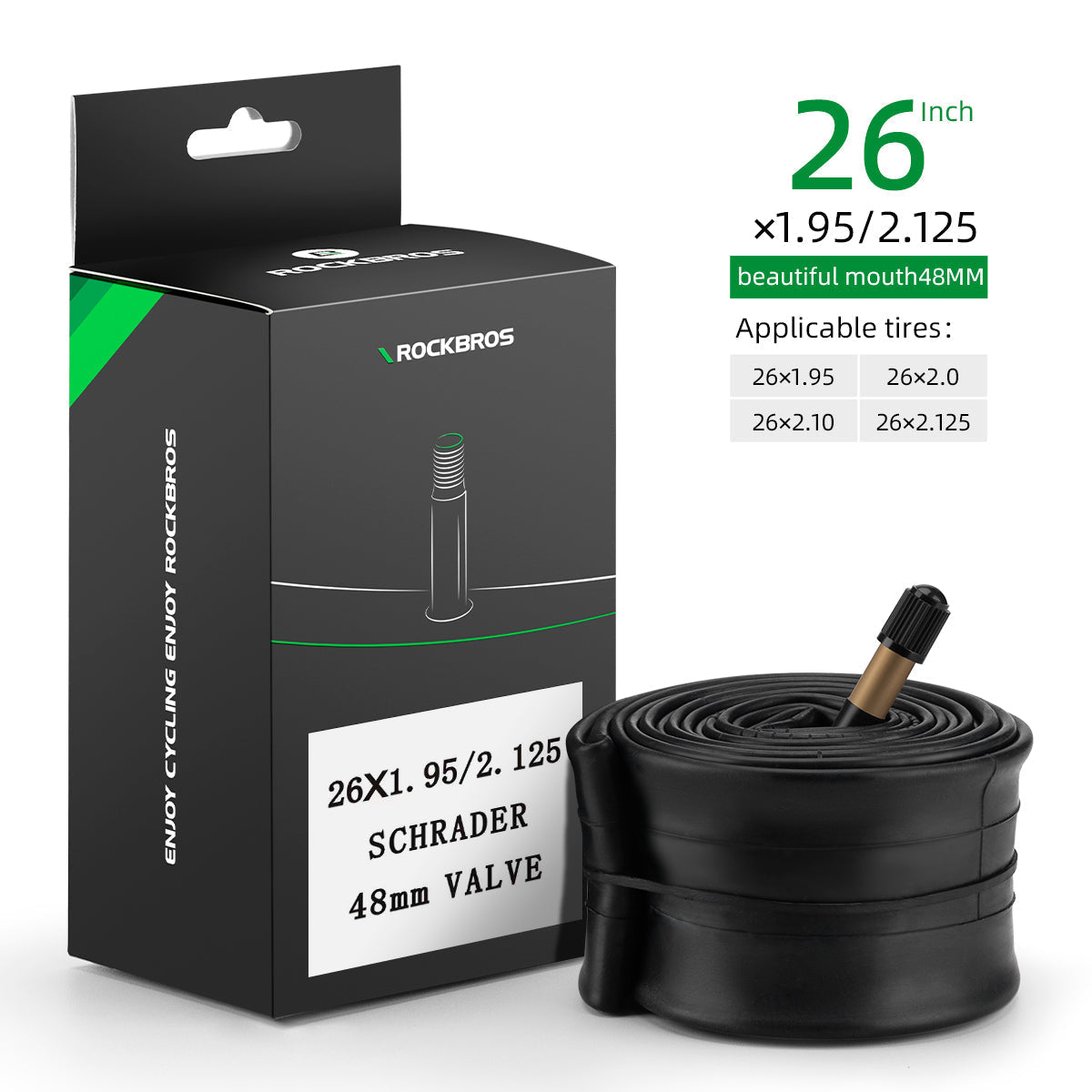 26'/27.5'X1.95/2.125 Mountain Bike Inner Tube 48mm Presta/Schrader Valve High Self Sealing Butyl Rubber
