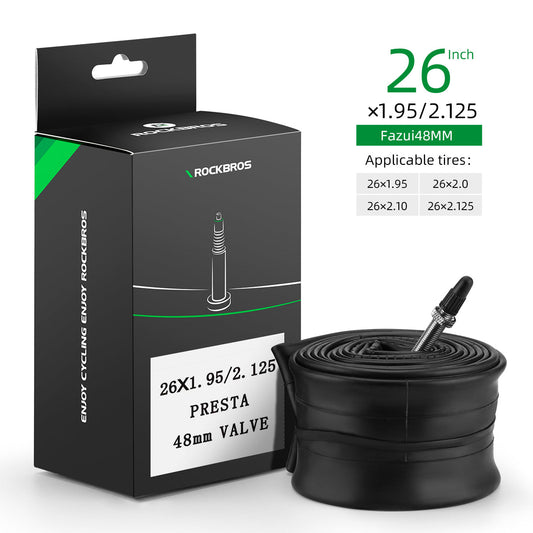 ROCKBROS 26'/27.5'X1.95/2.125 Mountain Bike Inner Tube 48mm Presta/Schrader Valve High Self Sealing Butyl Rubber
