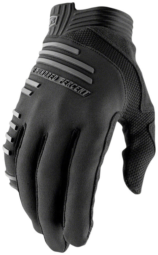 100% R-Core Gloves - Black Full Finger Men's Large