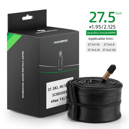 ROCKBROS 26'/27.5'X1.95/2.125 Mountain Bike Inner Tube 48mm Presta/Schrader Valve High Self Sealing Butyl Rubber