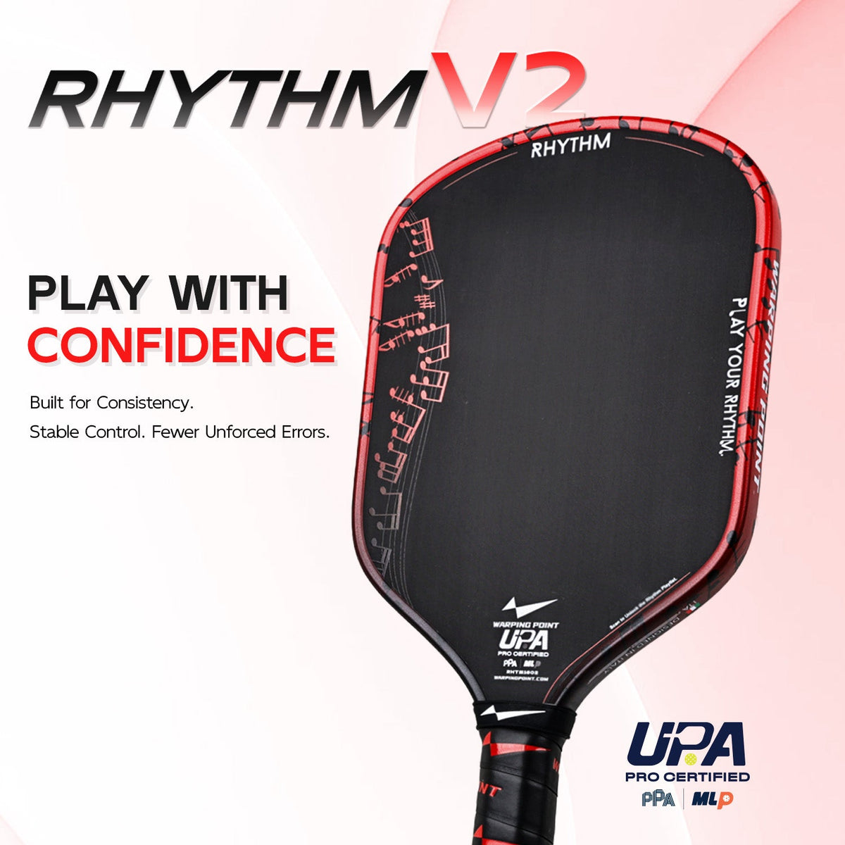Rhythm Hybrid Pickleball Paddle – Red