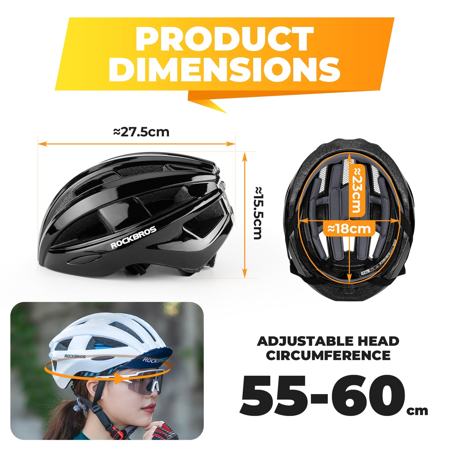 ROCKBROS Bicycle Helmet MTB Road Cycling Rear Light s Integrally-molded EPS+PC Ultralight