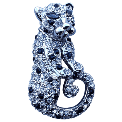 ReadyGolf: 3D Silver Jaguar /Panther Ball Marker & Hat Clip with Crystals