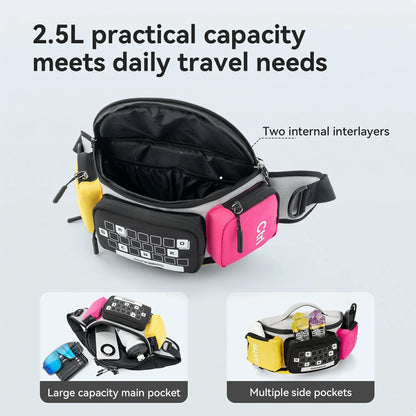 3.2L Expandable Motorcycle Waist Bag with Magnetic Buckle