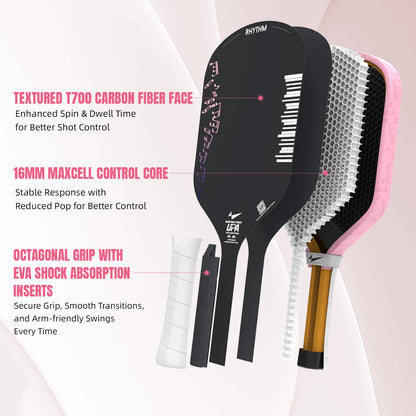 Rhythm Hybrid Pickleball Paddle – Pink