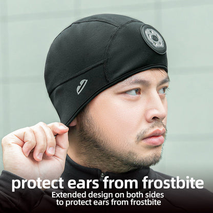 ROCKBROS Winter Bike Skull Cap Thermal Cycling Helmet Liner  Headwear with Light