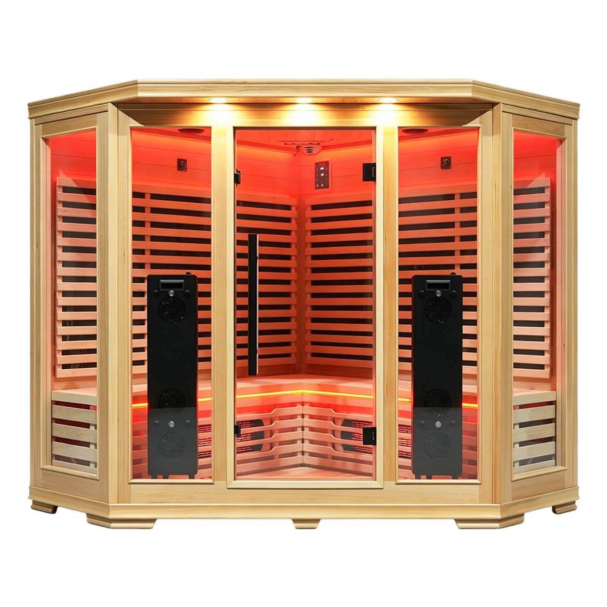 Blisspod I Vienna RED I All-In-One - Full Spectrum + Red Light Therapy I Indoor Corner Premium Sauna I 4-5 Person