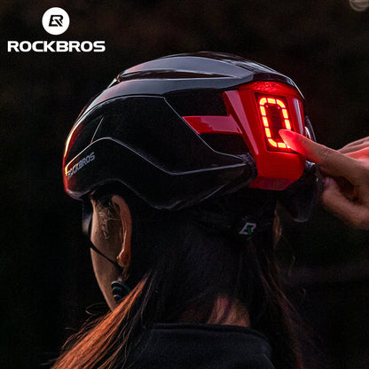 ROCKBROS Safety Warning Helmet with Built-In Lights and Adjustable Fit Electric USB