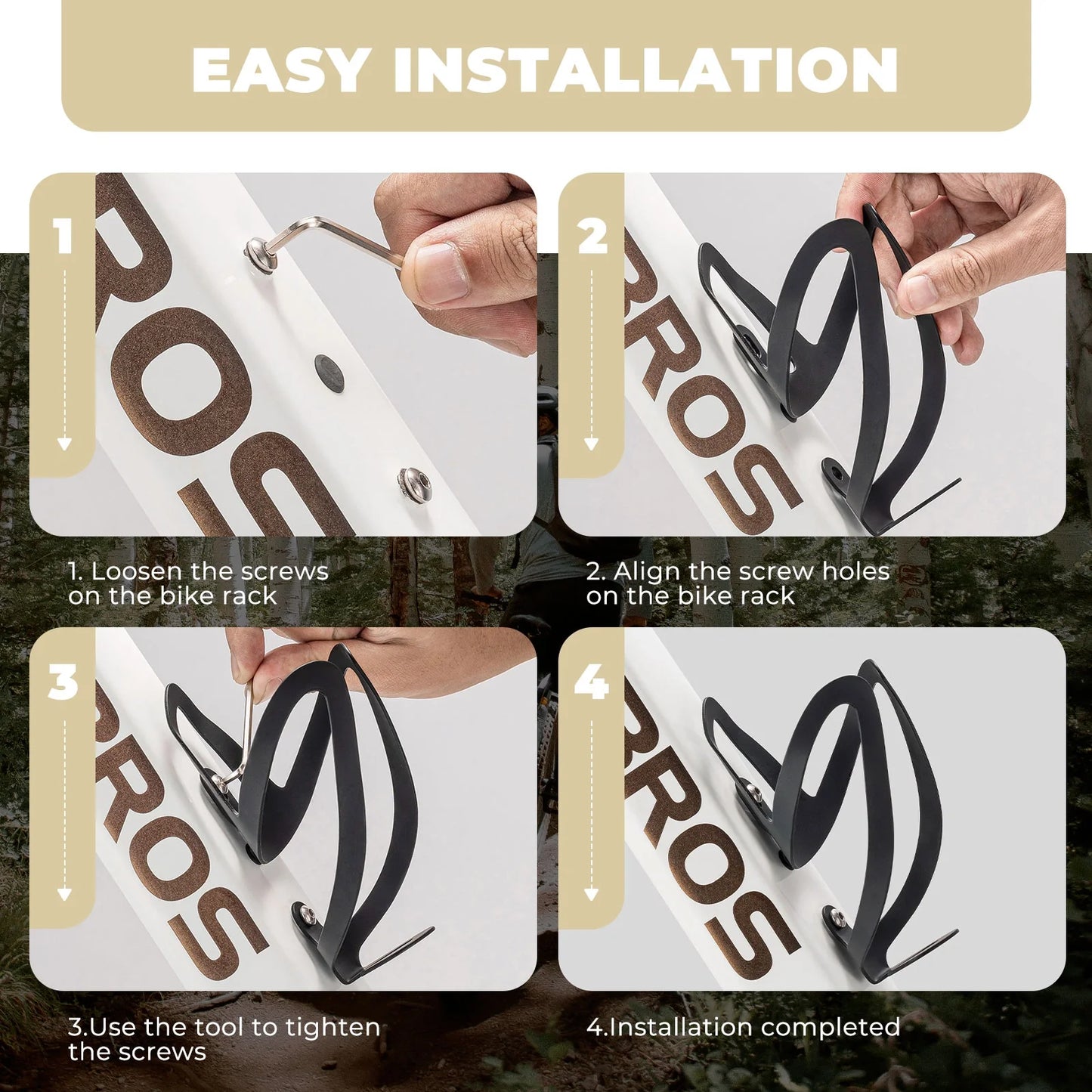 Lightweight Aluminum Bike Water Bottle Cage with Screws Tool