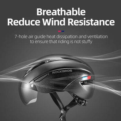 ROCKBROS Ultralight Magnetic Goggles Rear Light Cycling Helmet