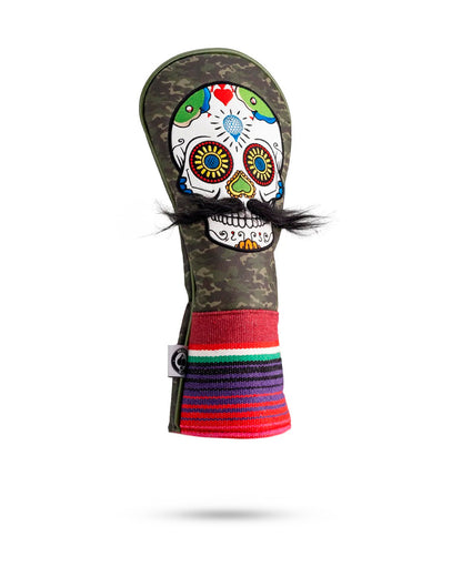 Mustache Sugar Skull - Fairway Cover Green Camo
