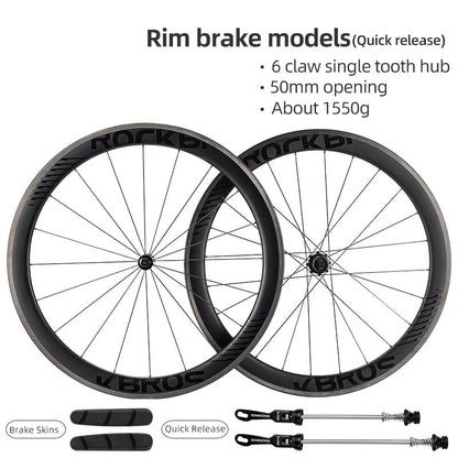 ROCKBROS 700c Carbon Fiber Disc Rim 38/50/65 mm  1.6-1.7 kg Clincher Wheelset