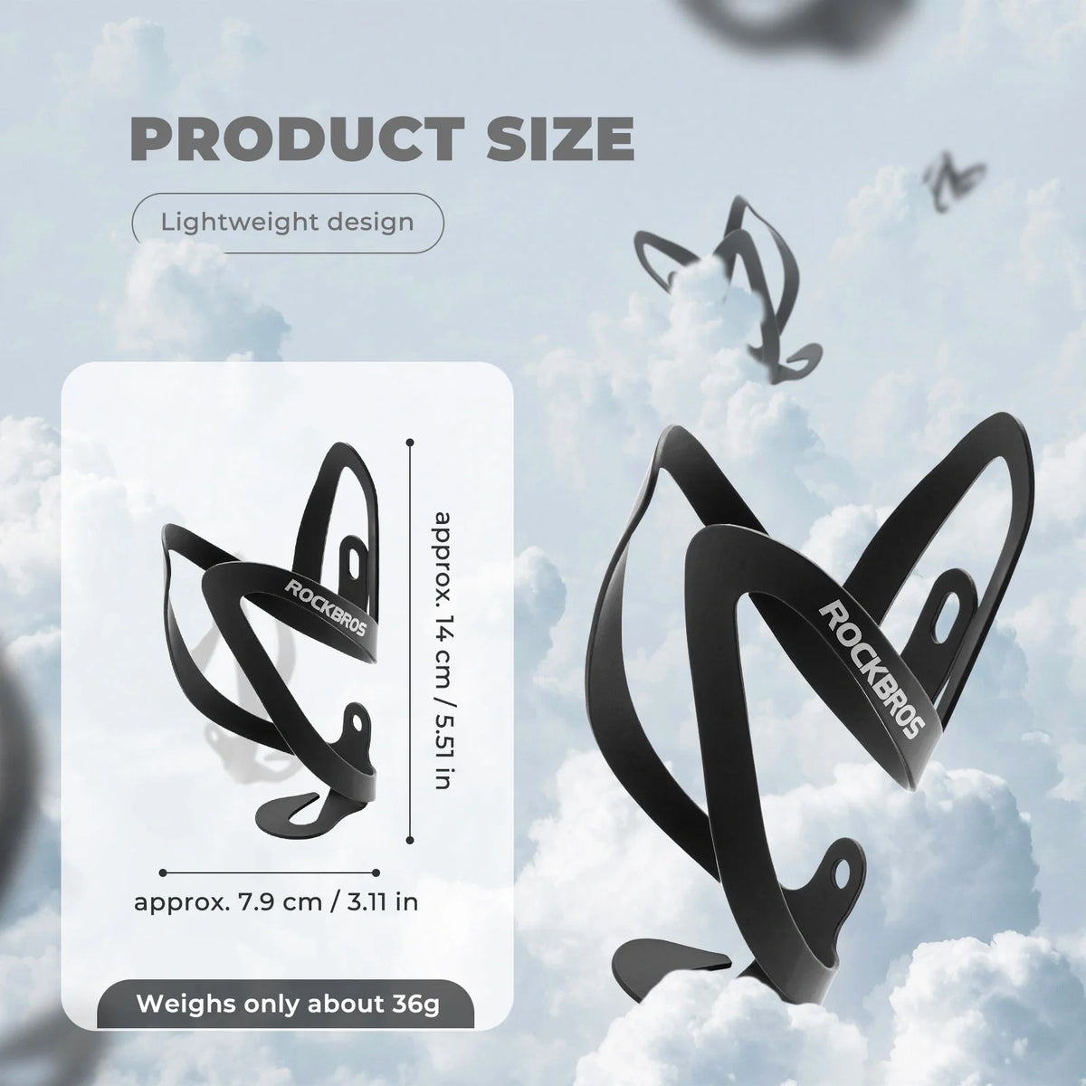 Lightweight Aluminum Bike Water Bottle Cage with Screws Tool