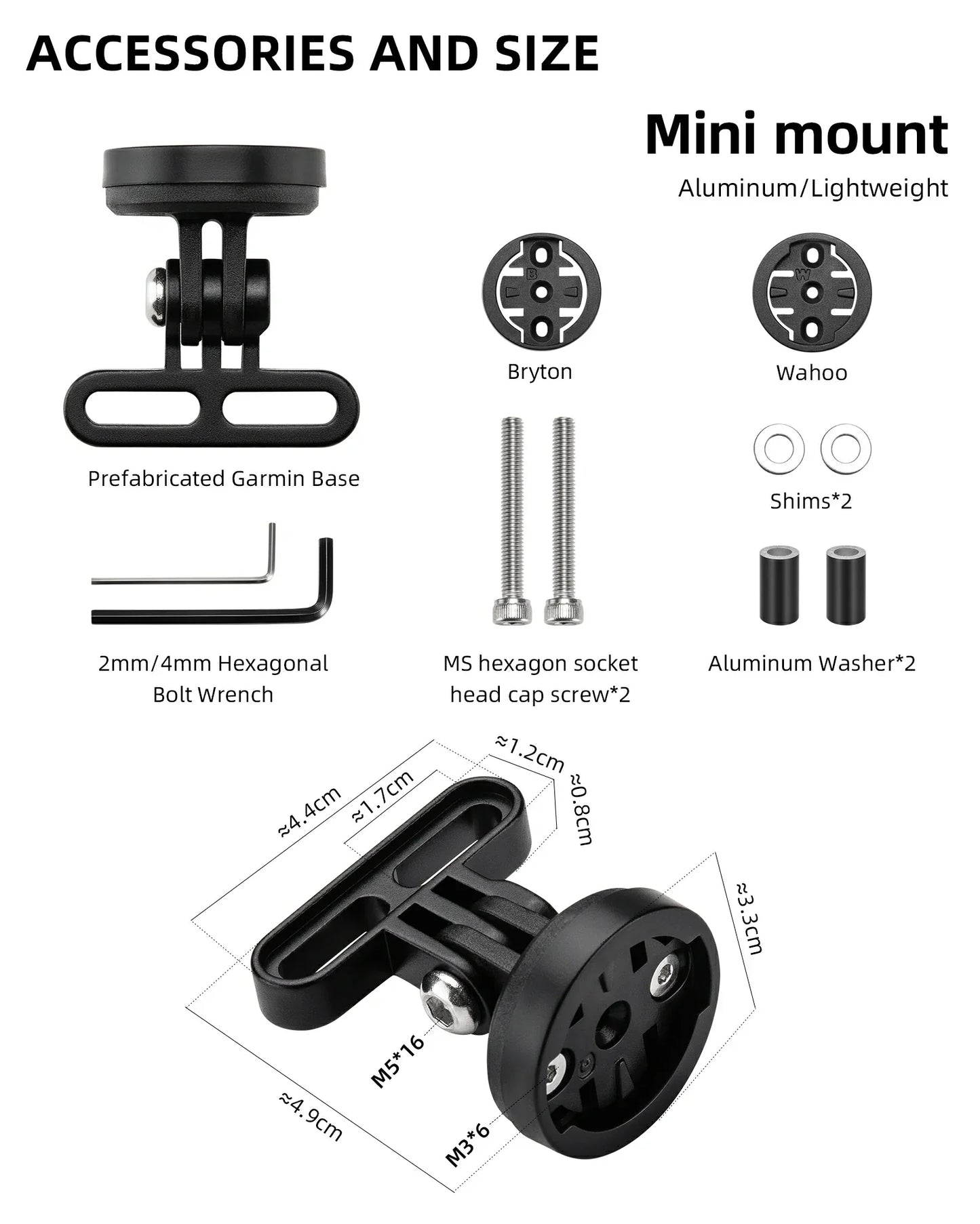 Bike Computer Mount Out-Front Aluminum Integrated