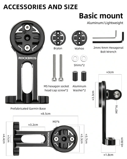 Bike Computer Mount Out-Front Aluminum Integrated