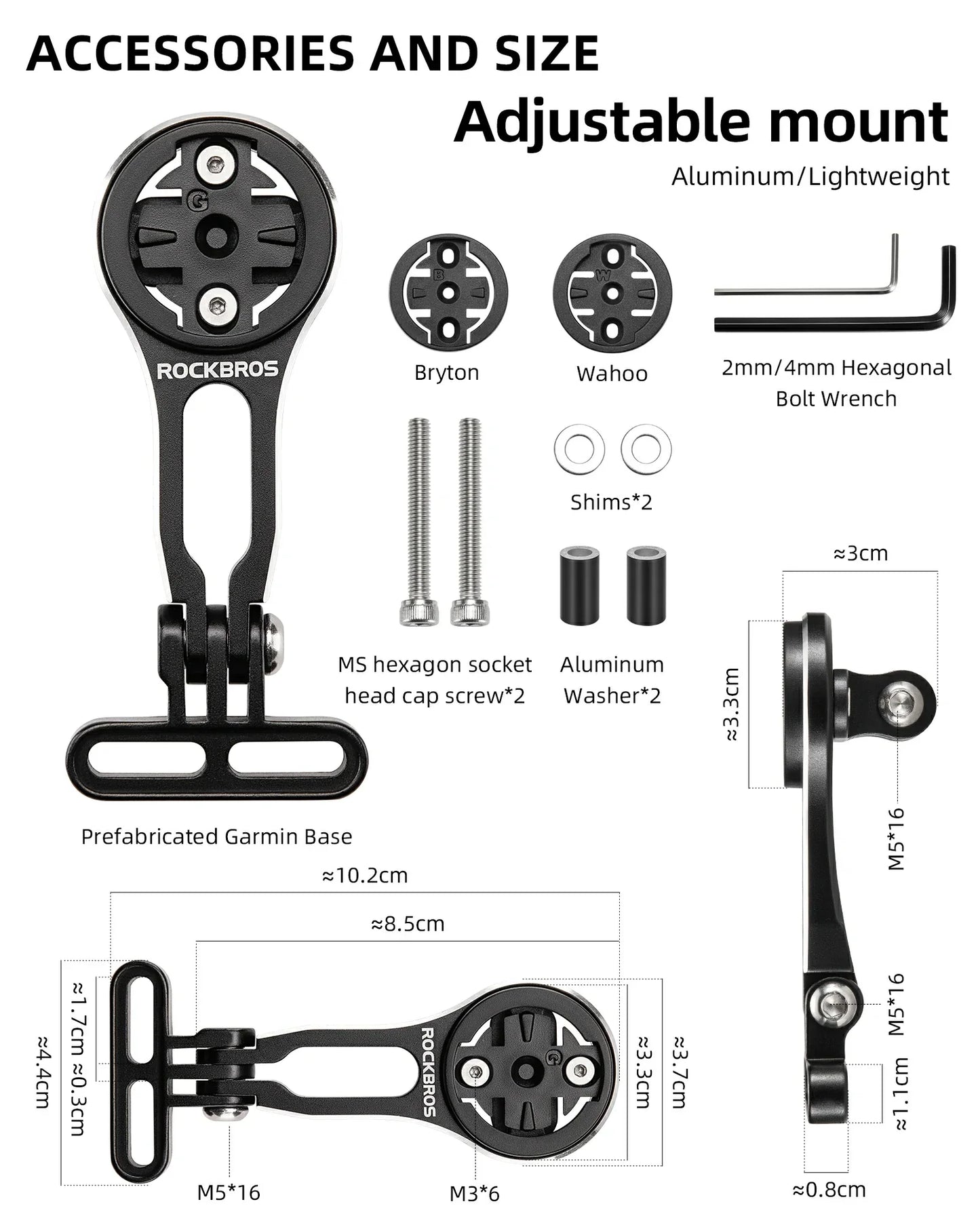 Bike Computer Mount Out-Front Aluminum Integrated