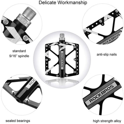 ROCKBROS Large Size Mountain Bicycle Aluminium Alloy Pedals-BLACK