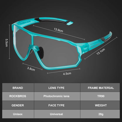 Aerodynamic Windproof Photochromic Cycling Sunglasses