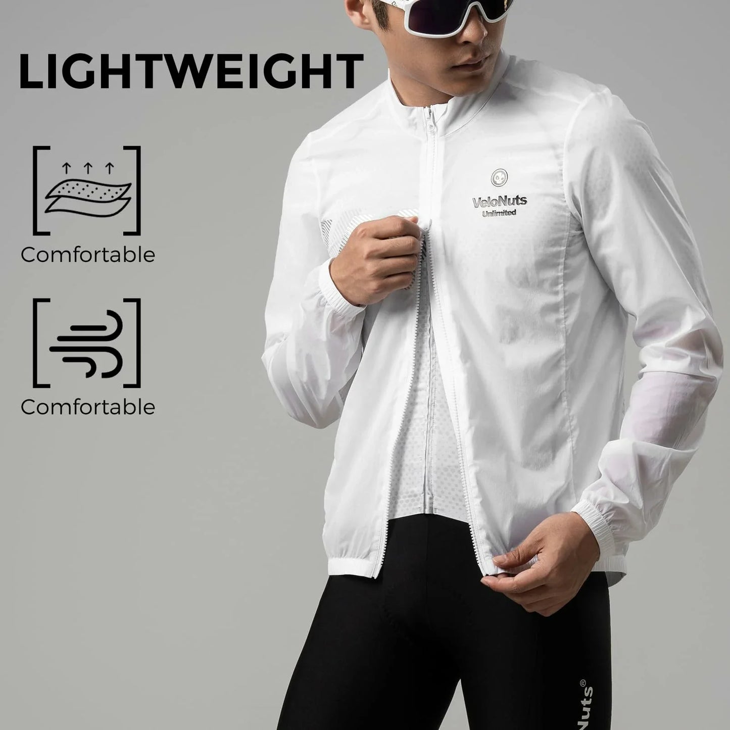 VNS Men's Cycling Jacket, Ultralight Windbreaker for Running Cycling Packable