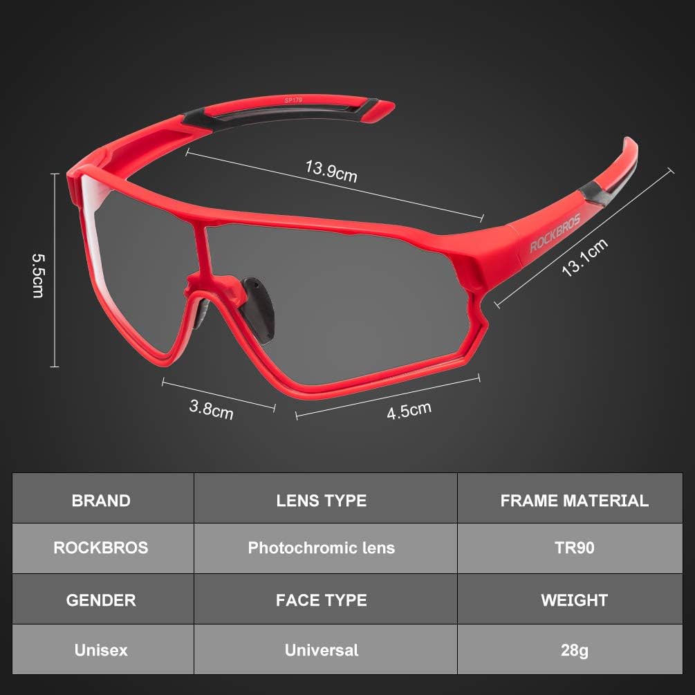 Aerodynamic Windproof Photochromic Cycling Sunglasses