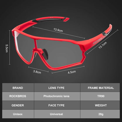 Aerodynamic Windproof Photochromic Cycling Sunglasses