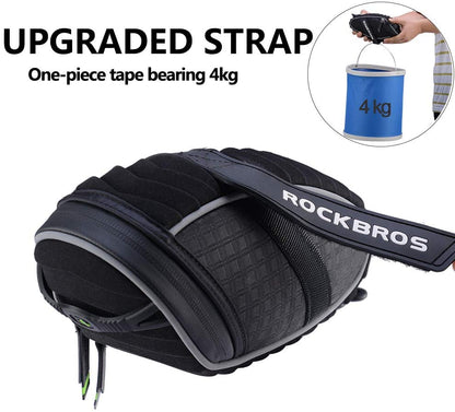 ROCKBROS Waterproof Cycling Saddle Bag Bike Rear Seat Bags Zipper Bicycle Black