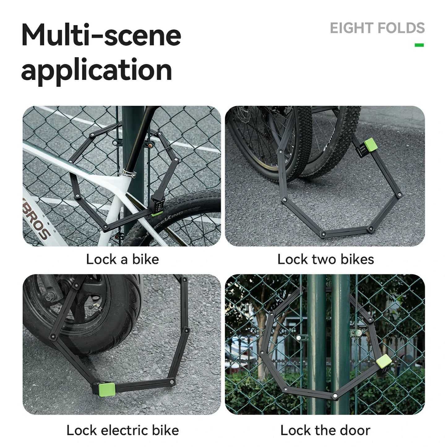 8-Section Folding Combination Bike Lock