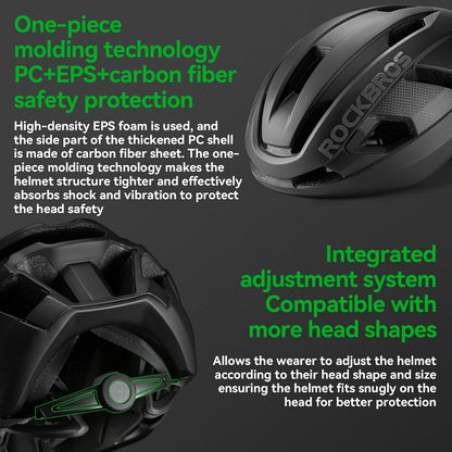 Carbon Fiber Cycling Helmet Antibacterial Lining Ventilated Adjustable Fit 3D-GRID
