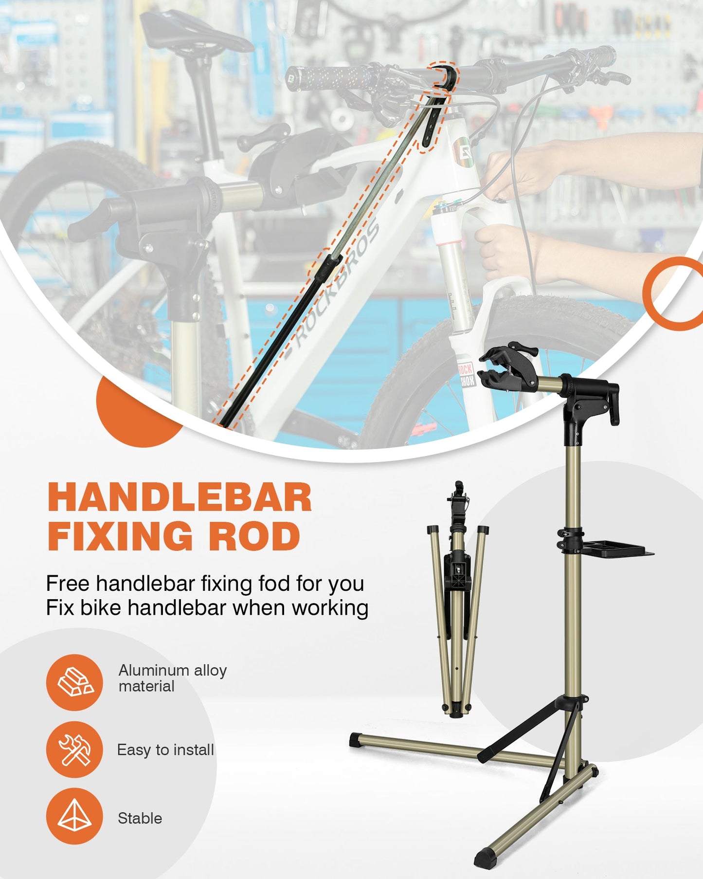 ROCKBROS Bike Repair Stand 65 lbs Capacity for Home Mechanic Maintenance