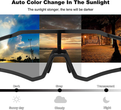 Aerodynamic Windproof Photochromic Cycling Sunglasses