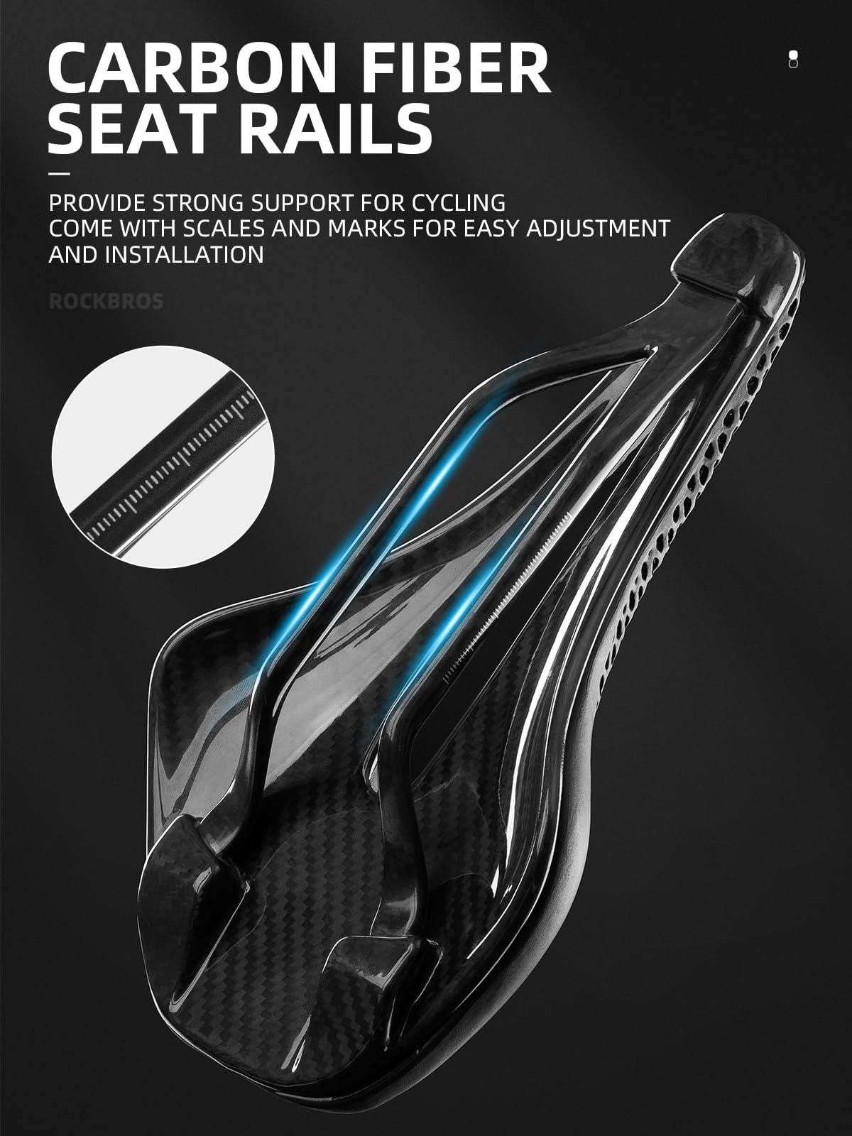 ROCKBROS 3D Printed Carbon Bike Saddle Ergonomic Ultralight Seat