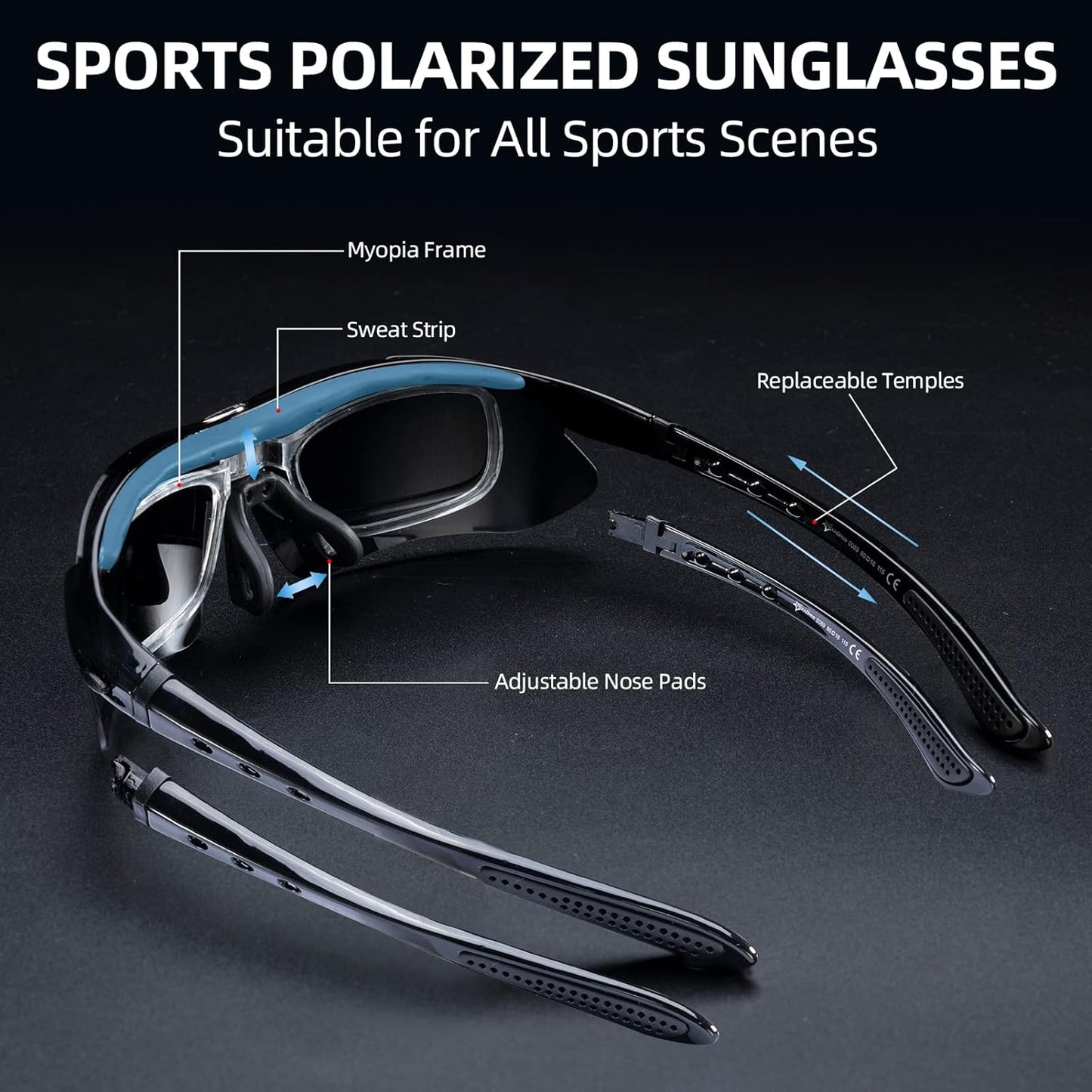 Slim Polarized Sports Sunglasses with 4 Lenses