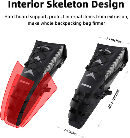 ROCKBROS Waterproof Bikepacking Saddle Bag 14L Adjustable Capacity Easy Install
