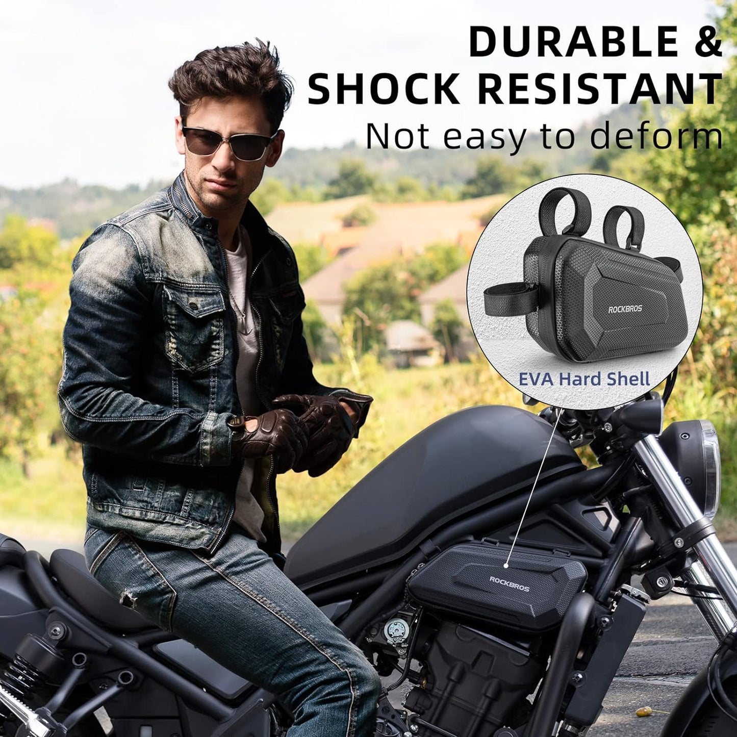 ROCKBROS EVA Hard Shell Motorcycle Tool Bag - Water-Resistant Triangle Side Bag