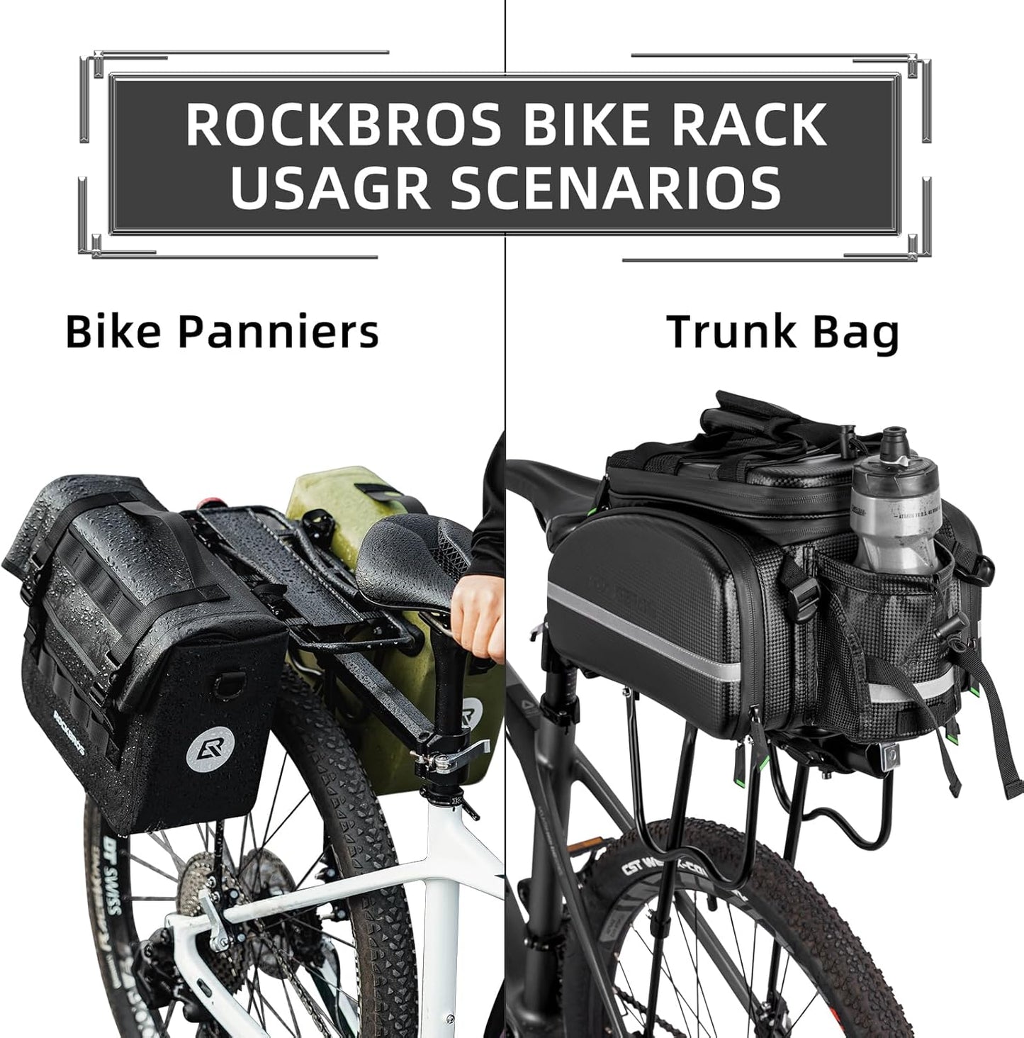 ROCKBROS Rear Bike Bicycle Cargo Rack Aluminum Alloy 115 lbs Capacity Black