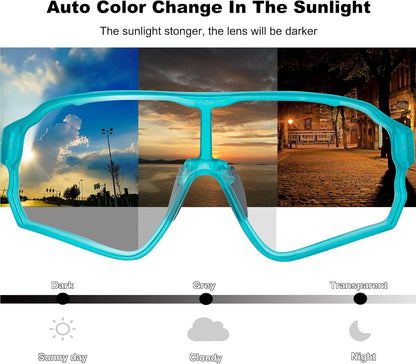 Aerodynamic Windproof Photochromic Cycling Sunglasses