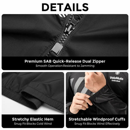 VNS Men's Cycling Jacket, Ultralight Windbreaker for Running Cycling Packable