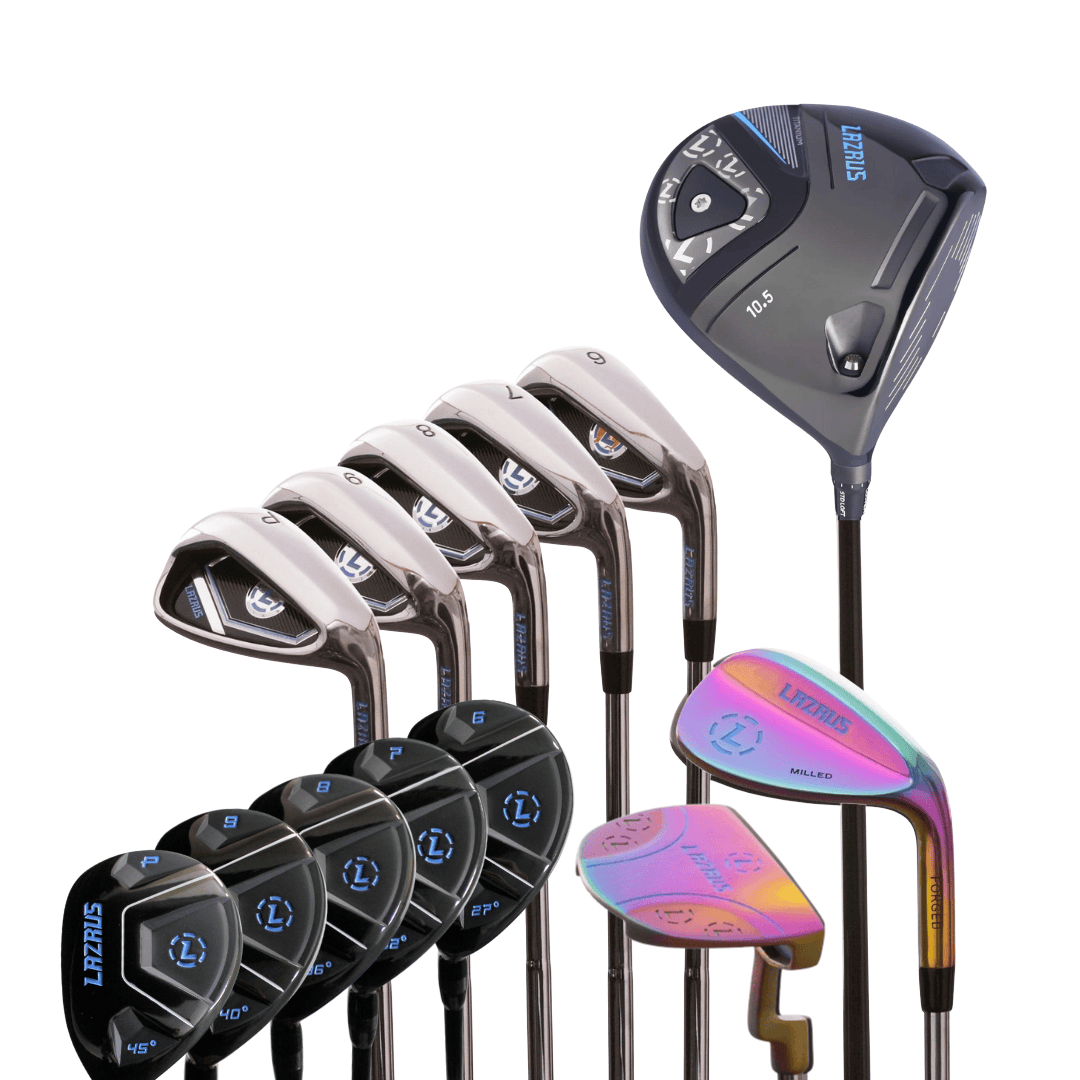 Lazrus Golf 8 pc Set - LAZ2 Driver, 6-PW Irons or 6-PW Hybrids, 52° Wedge, Putter