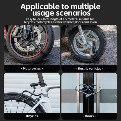ROCKBROS Steel Cable Bike Lock - Anti-theft, Portable, Waterproof