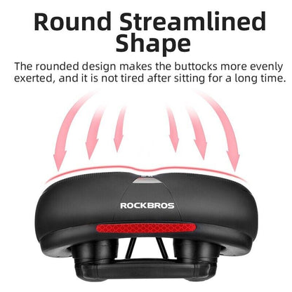 ROCKBROS Bicycle Saddle Shockproof Leather Cushion Reflective Cycling Bike Seat With Handle