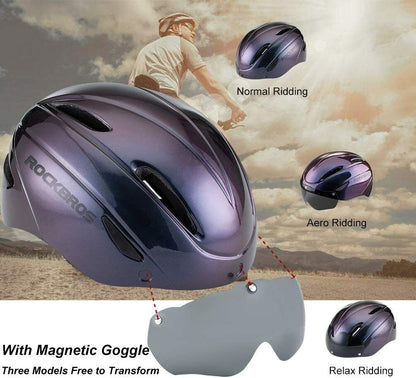 ROCKBROS Cycling Helmet With Goggles LED Light Mountain Road Bike Bicycle Helmet
