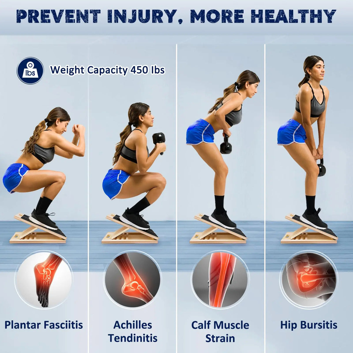 Premium Wood Slant Board Calf Stretcher & Squat Wedge