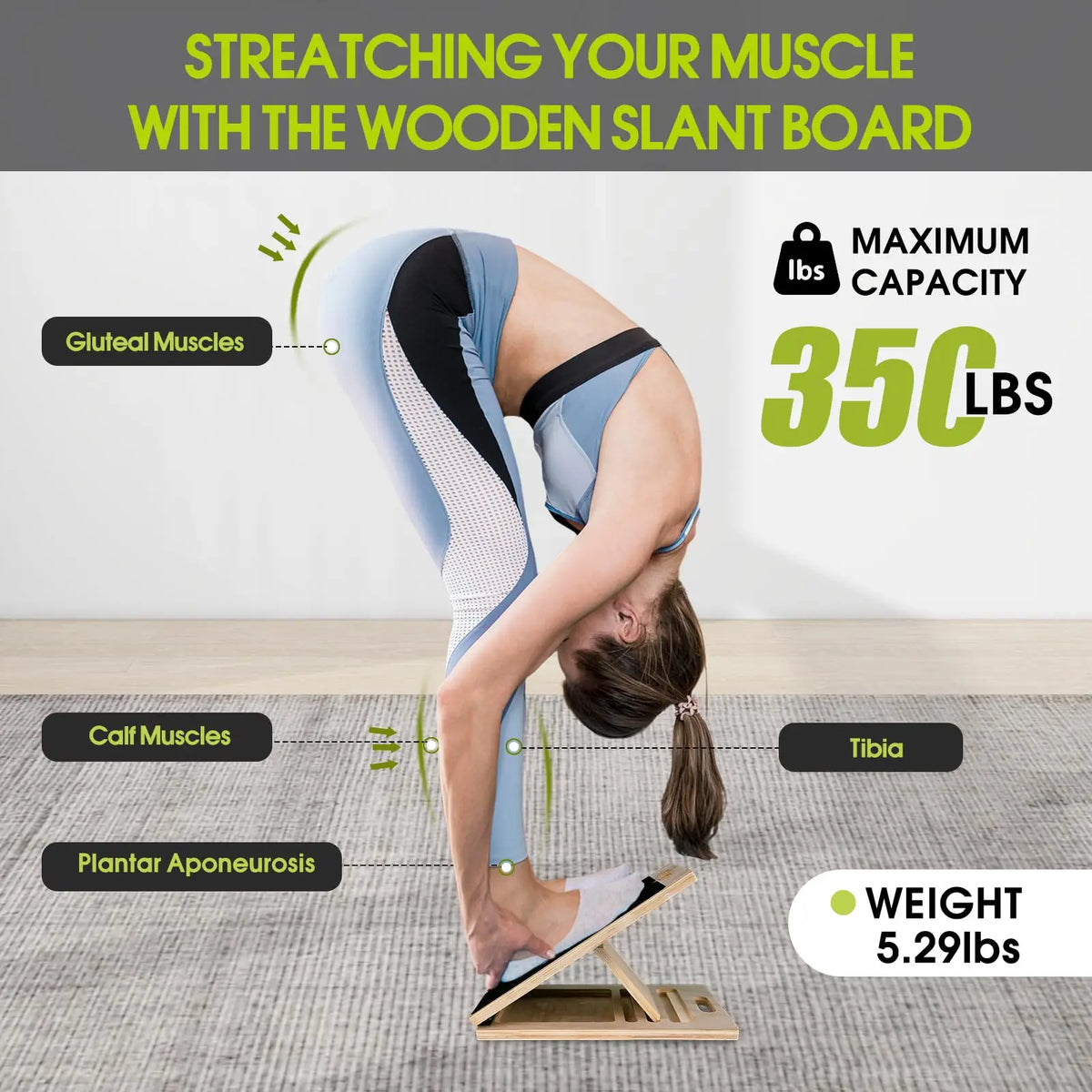 Premium Wood Slant Board Calf Stretcher & Squat Wedge