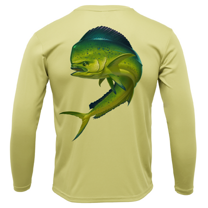 Key West, FL Action Mahi Men's Long Sleeve UPF 50+ Dry-Fit Shirt
