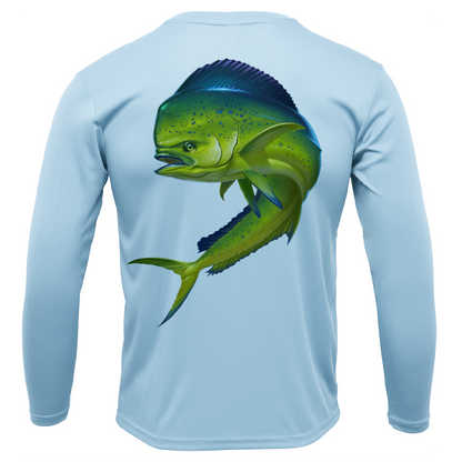 Key West, FL Action Mahi Men's Long Sleeve UPF 50+ Dry-Fit Shirt