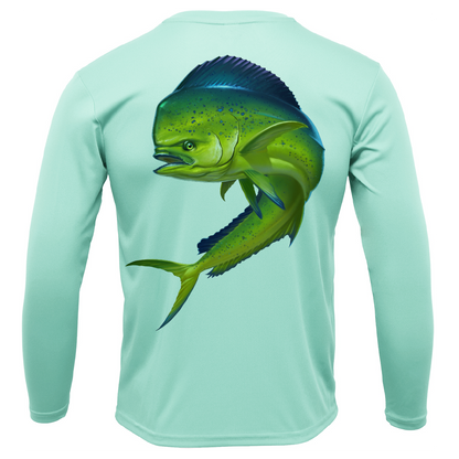Key West, FL Action Mahi Men's Long Sleeve UPF 50+ Dry-Fit Shirt